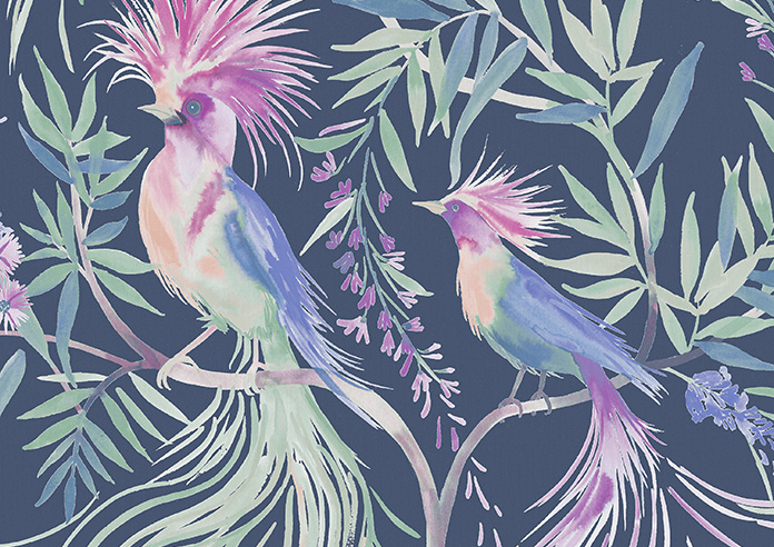 Birds of Paradise, Navy - Twist&Fit Roller Blind - Image 6